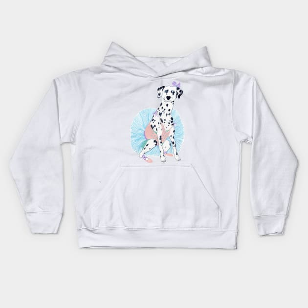 Dalmatian ballerina Kids Hoodie by argiropulo